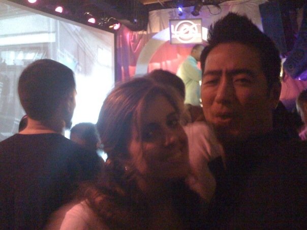 Halle Tecco and Larry Chiang at a Yelp party